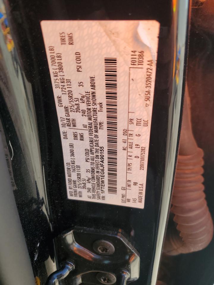 2018 Ford F150 Supercrew VIN: 1FTEW1EG6JFA90155 Lot: 91125505