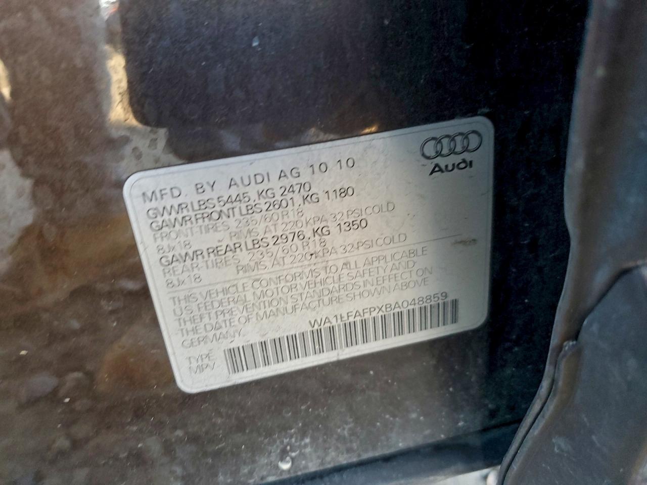 2011 Audi Q5 Premium Plus VIN: WA1LFAFPXBA048859 Lot: 94129995