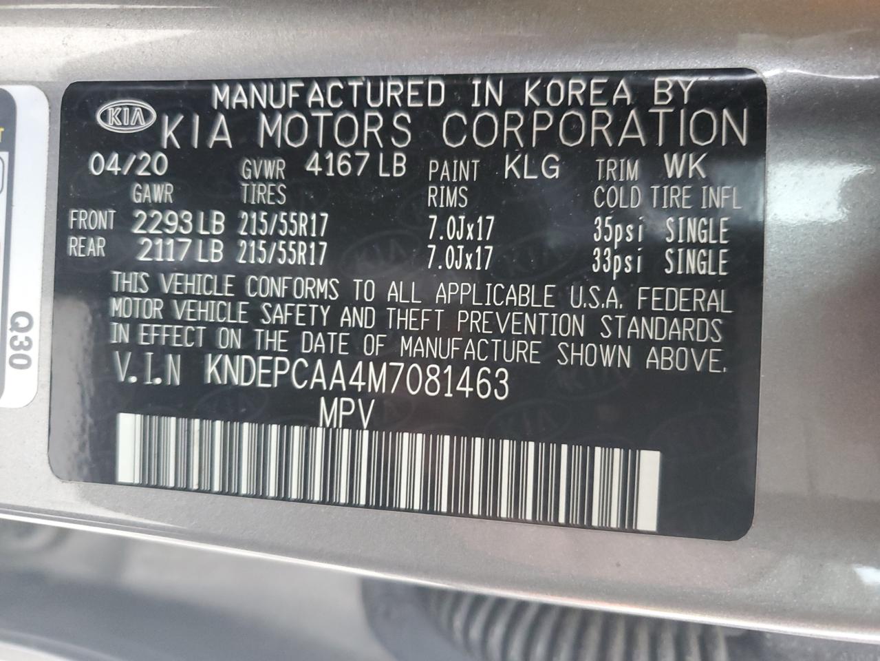 2021 Kia Seltos Lx VIN: KNDEPCAA4M7081463 Lot: 90930865