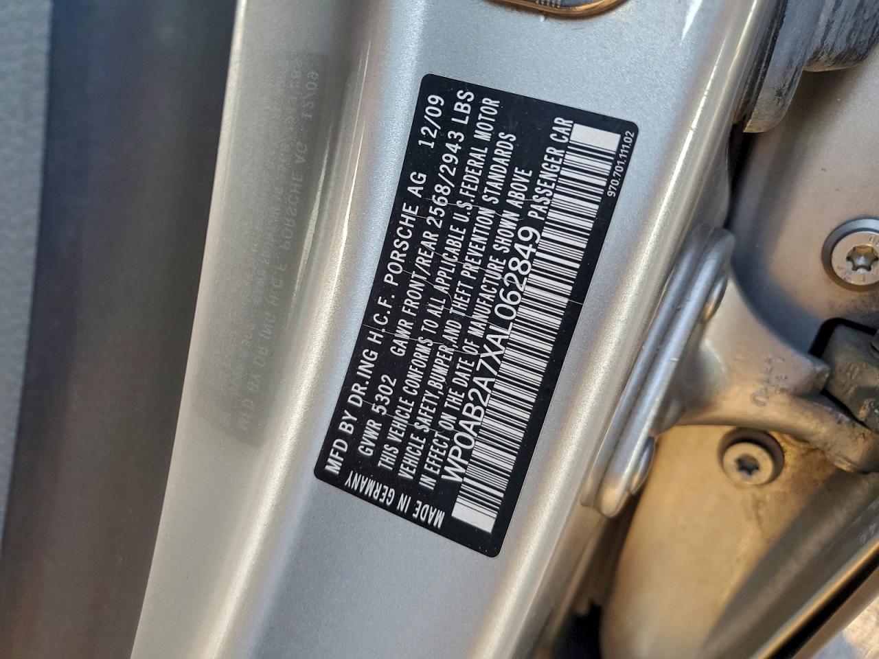 2010 Porsche Panamera S VIN: WP0AB2A7XAL062849 Lot: 94416805