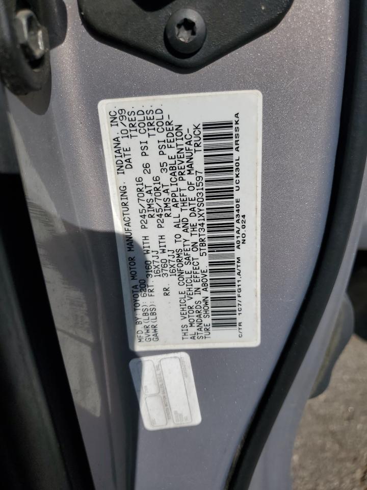 2000 Toyota Tundra Access Cab VIN: 5TBRT341XYS031597 Lot: 91079465