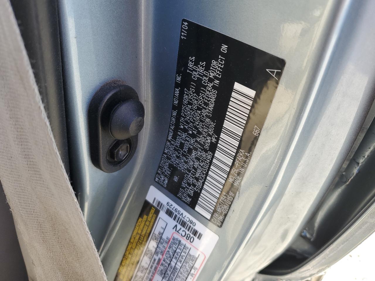 2005 Toyota Sienna Le VIN: 5TDBA23C45S034969 Lot: 91671065