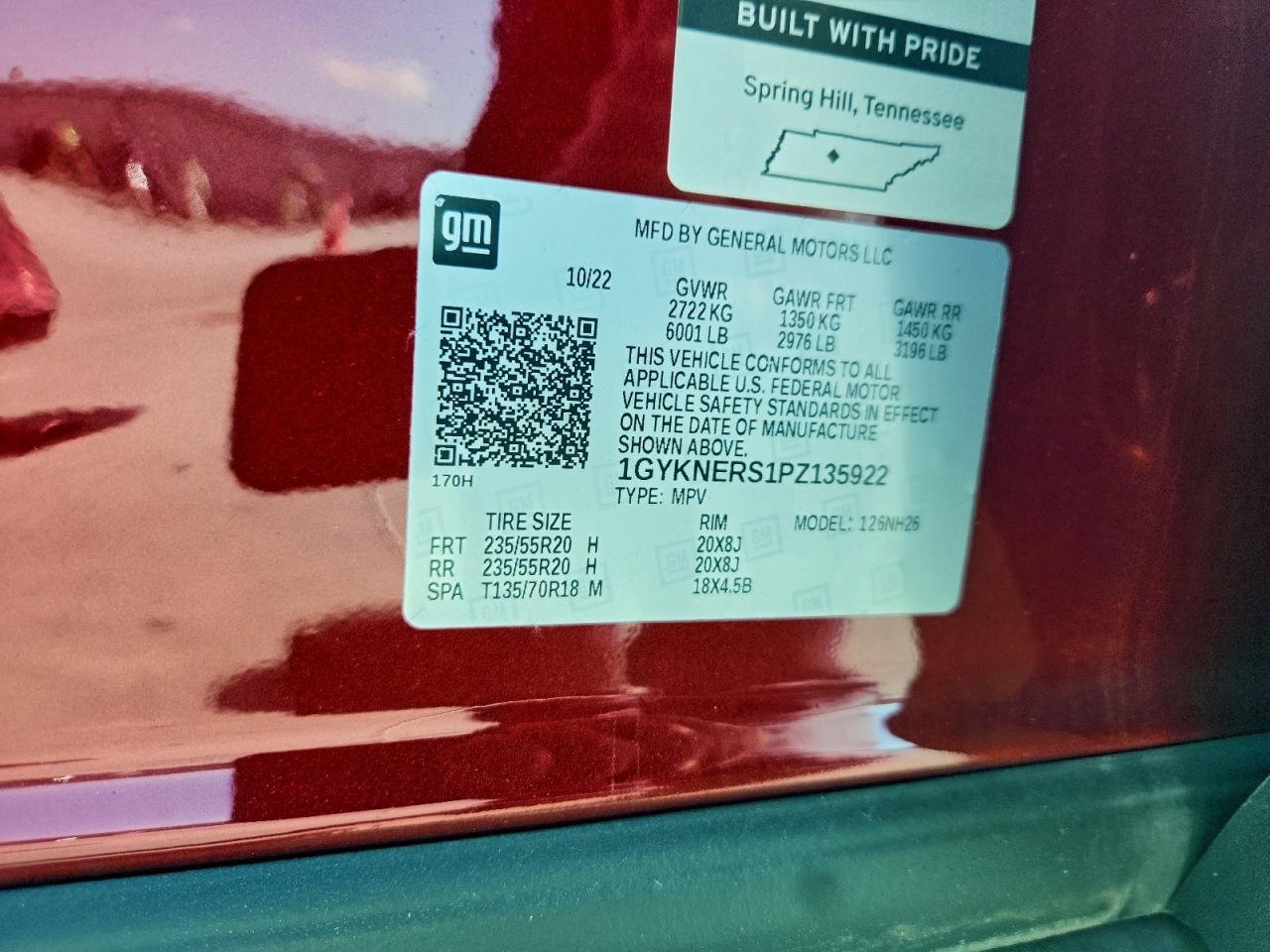 2023 Cadillac Xt5 Platinum Premium Luxury VIN: 1GYKNERS1PZ135922 Lot: 92741265