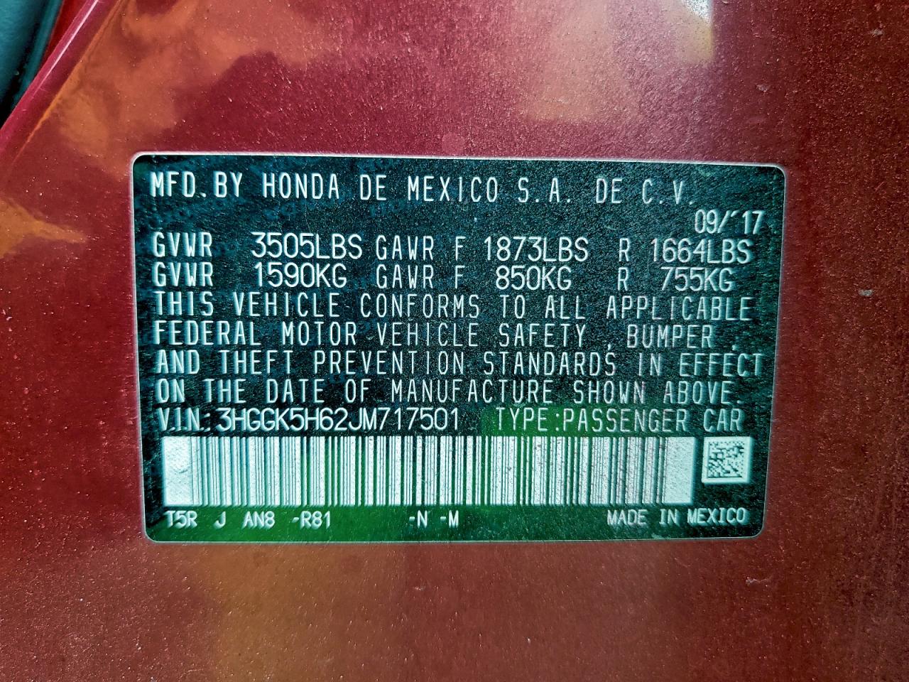 2018 Honda Fit Sport VIN: 3HGGK5H62JM717501 Lot: 93360735