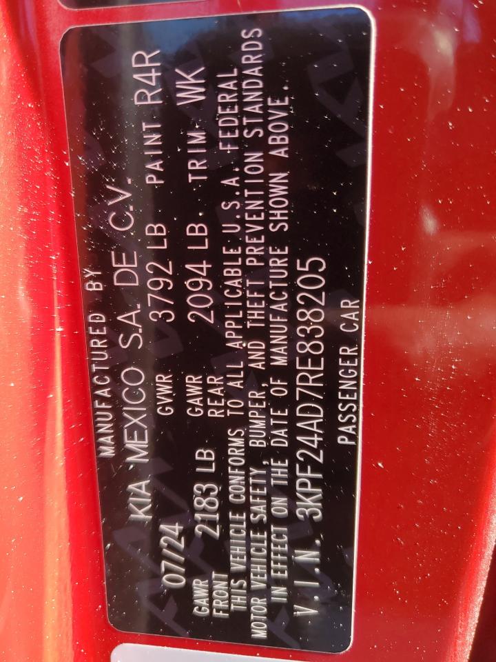 2024 Kia Forte Lx VIN: 3KPF24AD7RE838205 Lot: 91695265