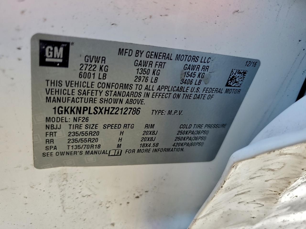 2017 GMC Acadia Denali VIN: 1GKKNPLSXHZ212786 Lot: 94770905