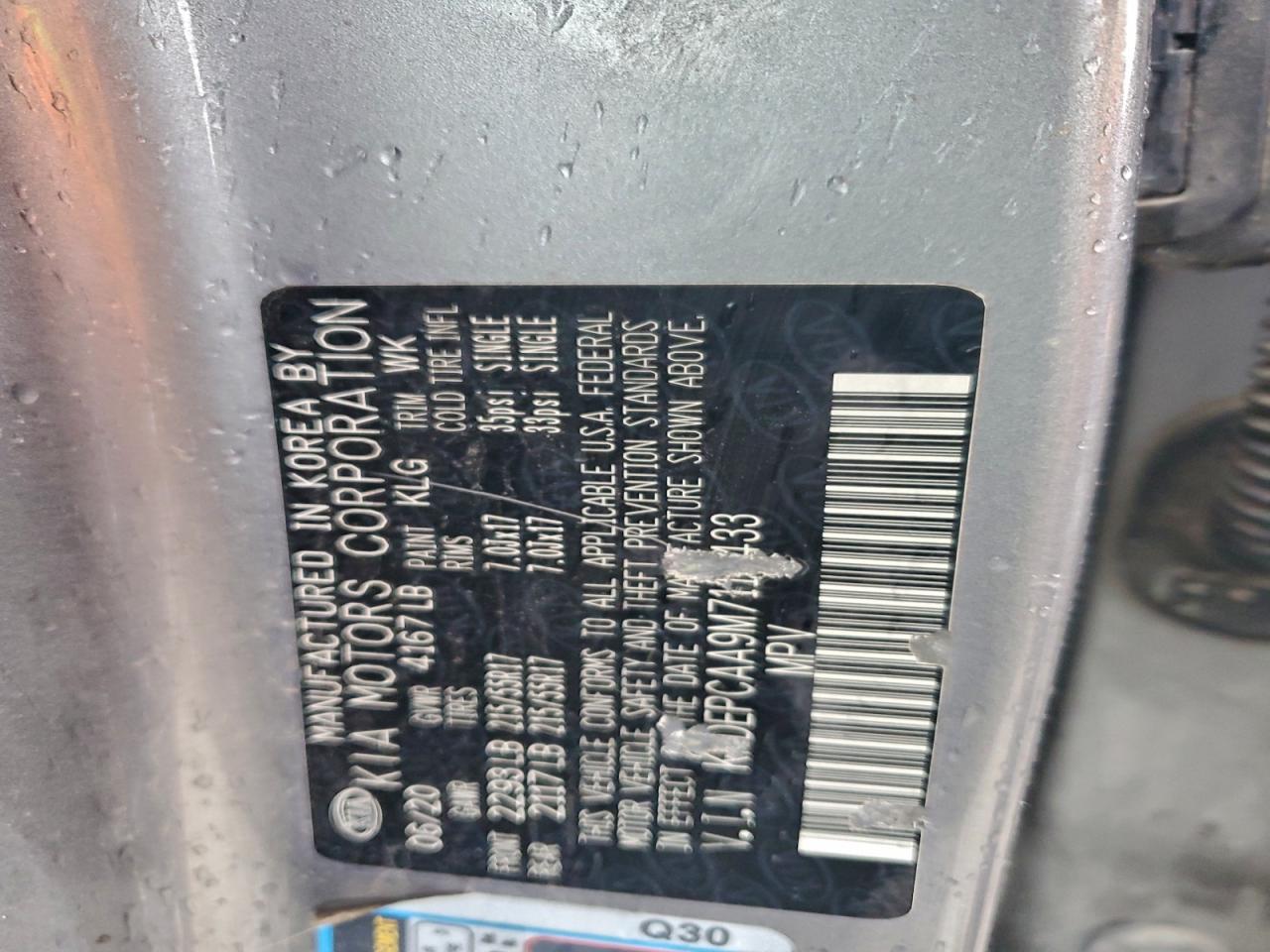 2021 Kia Seltos Lx VIN: KNDEPCAA9M7112433 Lot: 93835365