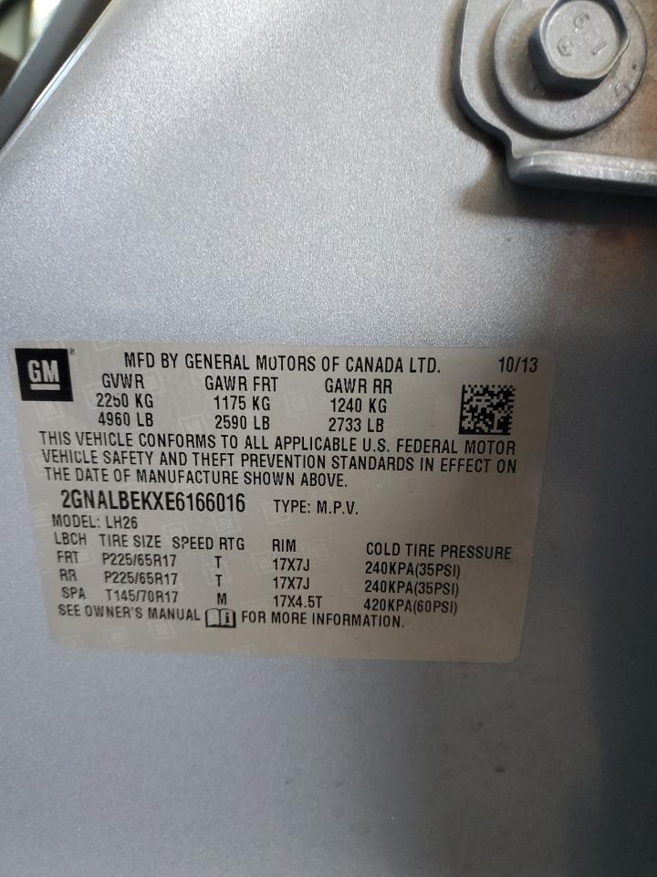 2014 Chevrolet Equinox Lt VIN: 2GNALBEKXE6166016 Lot: 91880135