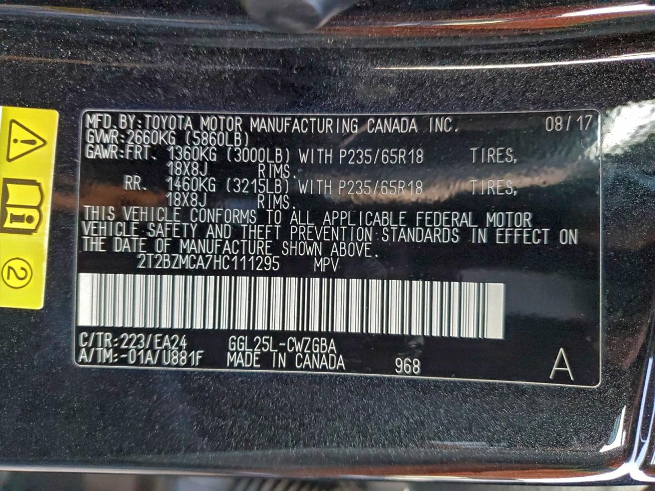 2017 Lexus Rx 350 Base VIN: 2T2BZMCA7HC111295 Lot: 92997425