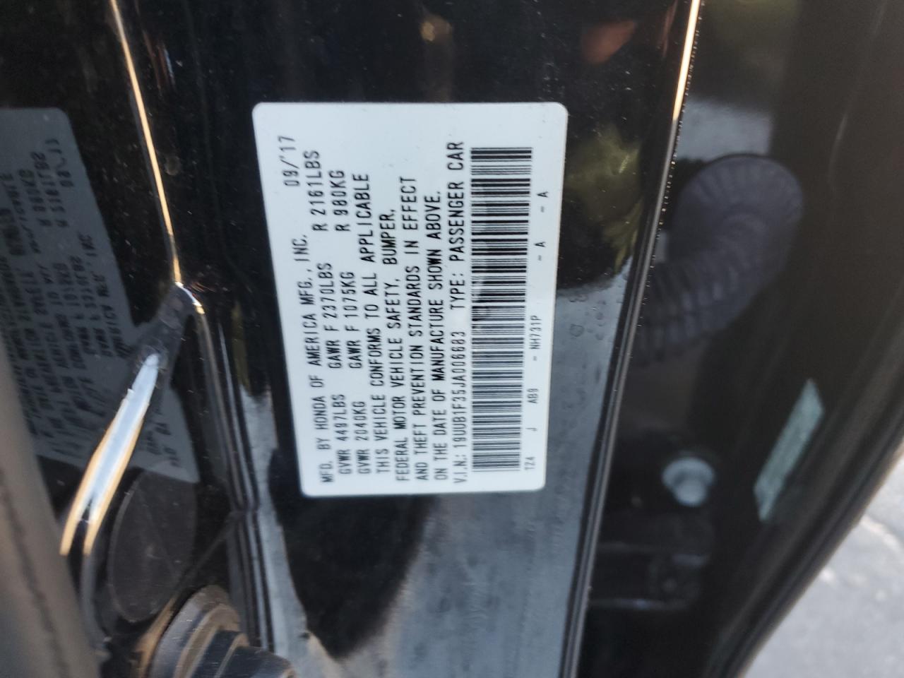 2018 Acura Tlx VIN: 19UUB1F35JA006683 Lot: 93225655