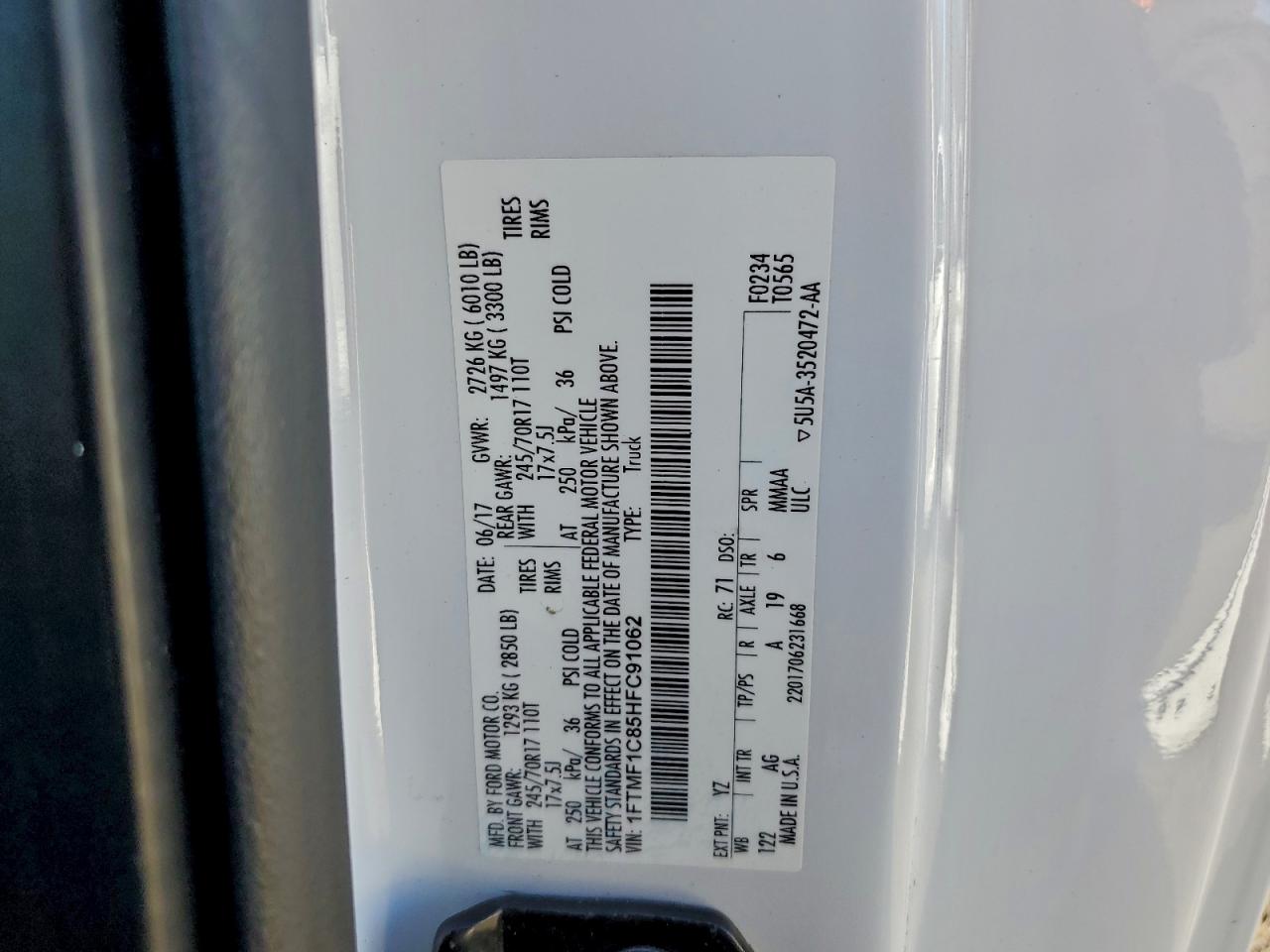 2017 Ford F150 VIN: 1FTMF1C85HFC91062 Lot: 94284495