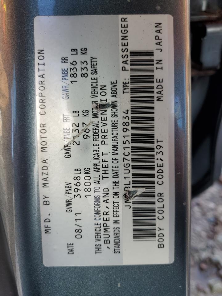 2012 Mazda 3 I VIN: JM1BL1UG7C1519834 Lot: 92015775