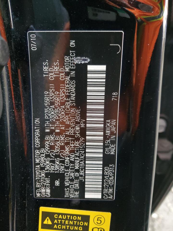 2010 Lexus Rx 450H VIN: JTJBC1BA7A2415279 Lot: 93557985