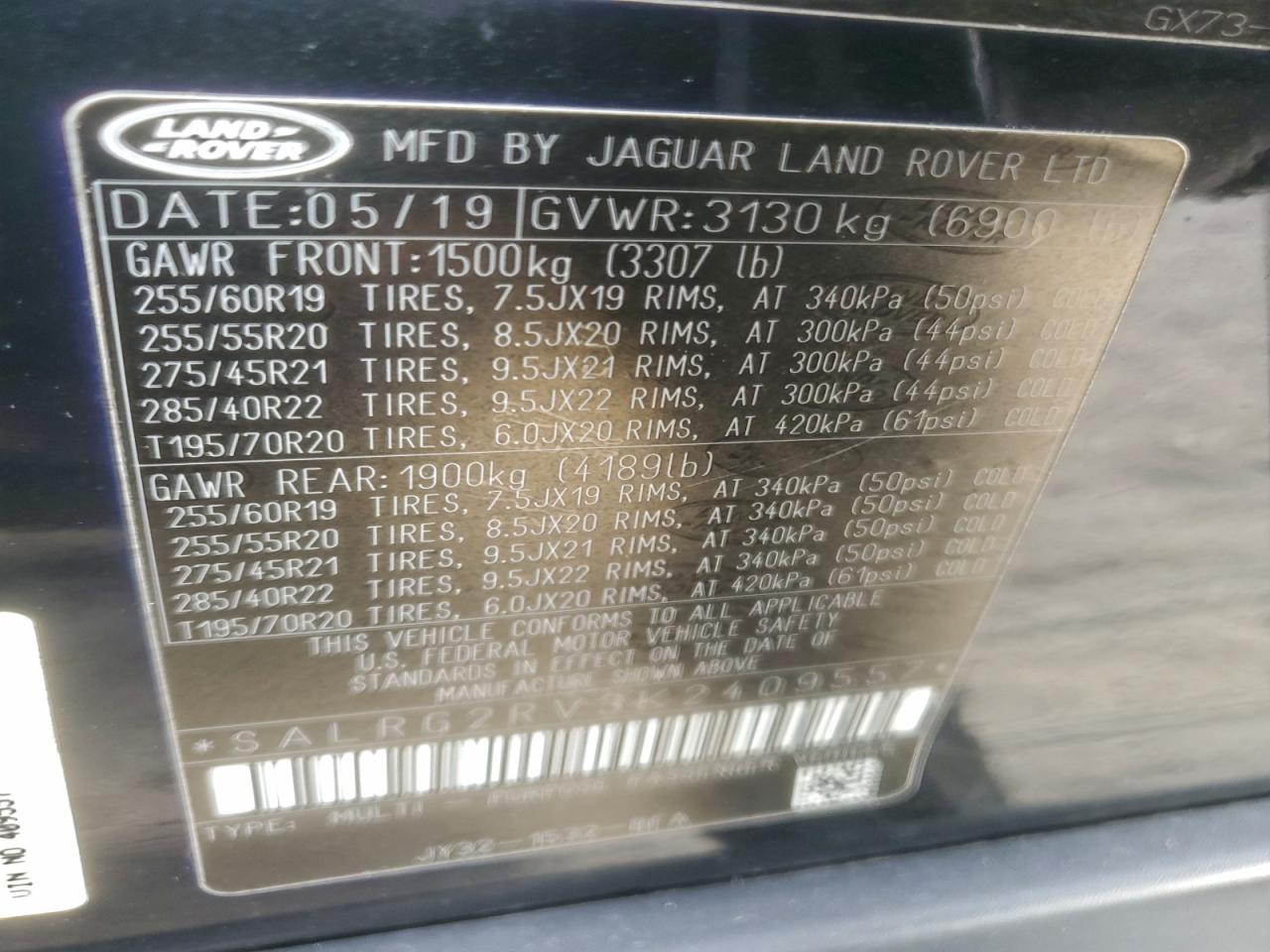 2019 Land Rover Discovery Se VIN: SALRG2RV3K2409557 Lot: 93091475