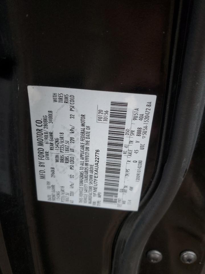 2010 Ford Explorer Limited VIN: 1FMEU7FEXAUA22776 Lot: 92515545