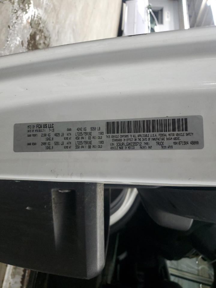 2019 Ram 3500 Promaram 3500 Promaster High Roof, VIN: 3C6URVJG0KE555712 Lot: 91683155