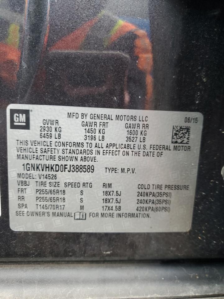 2015 Chevrolet Traverse Lt VIN: 1GNKVHKD0FJ388589 Lot: 91392805