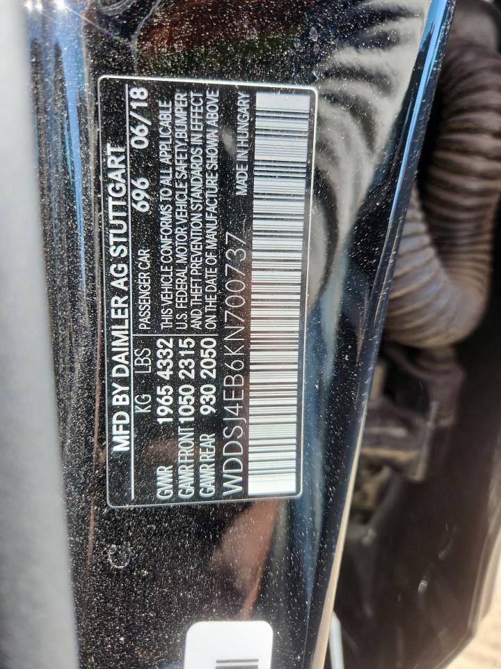 2019 Mercedes-Benz Cla 250 VIN: WDDSJ4EB6KN700737 Lot: 92615465