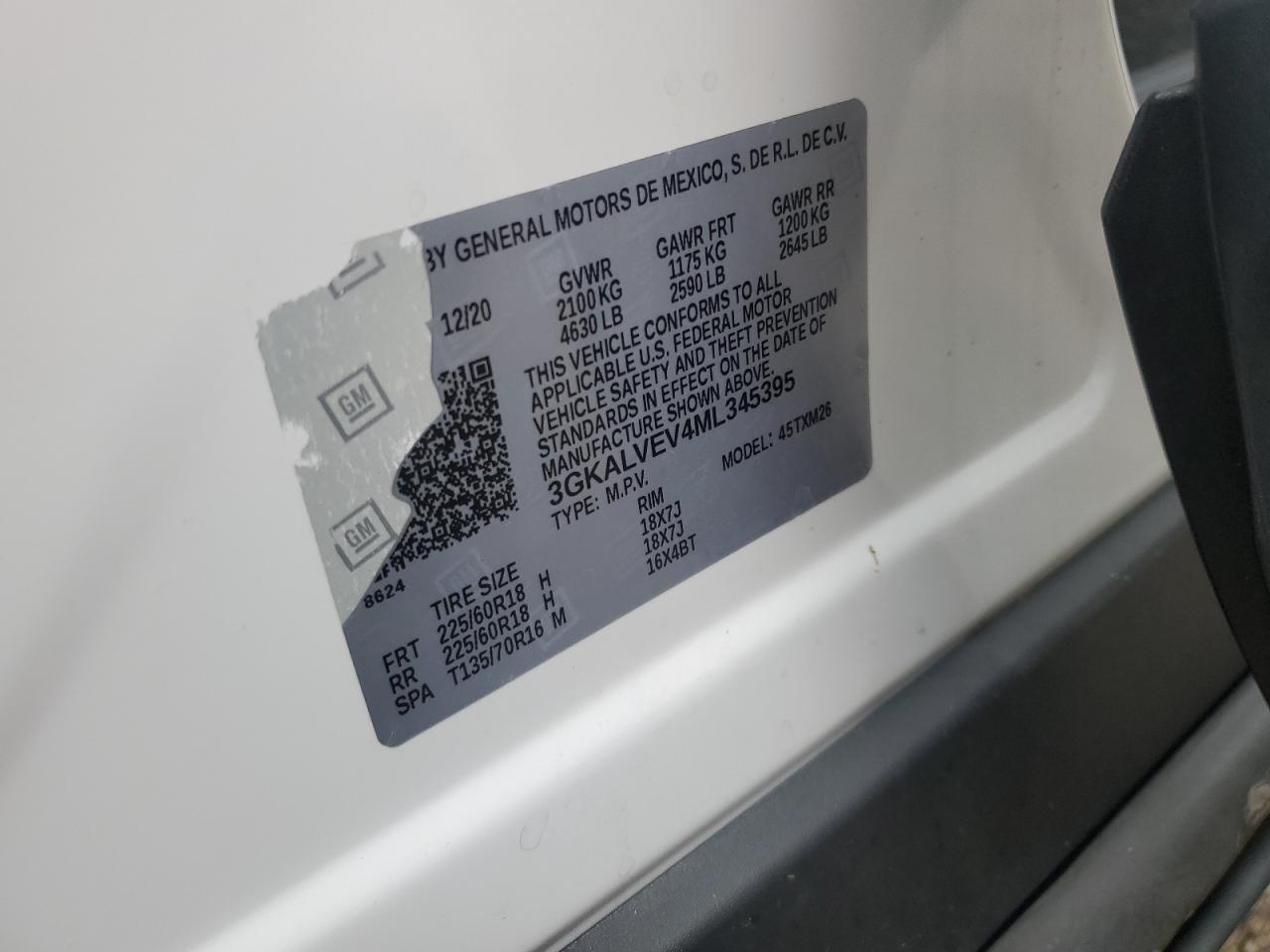 2021 GMC Terrain Slt VIN: 3GKALVEV4ML345395 Lot: 90806585