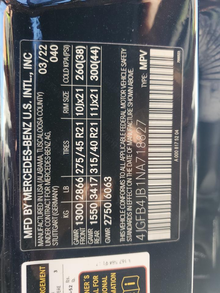 2022 Mercedes-Benz Gle 350 VIN: 4JGFB4JB1NA718827 Lot: 92733035