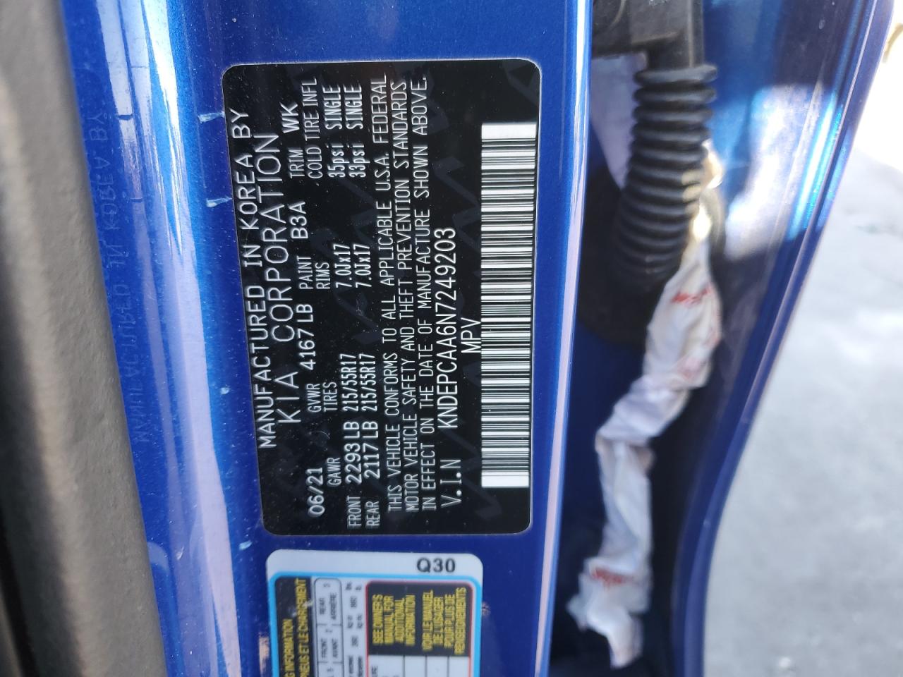 2022 Kia Seltos Lx VIN: KNDEPCAA6N7249203 Lot: 92515975