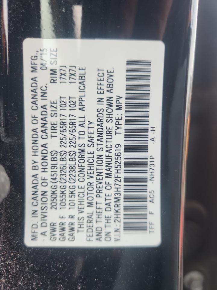 2015 Honda Cr-V Exl VIN: 2HKRM3H72FH525619 Lot: 91133665