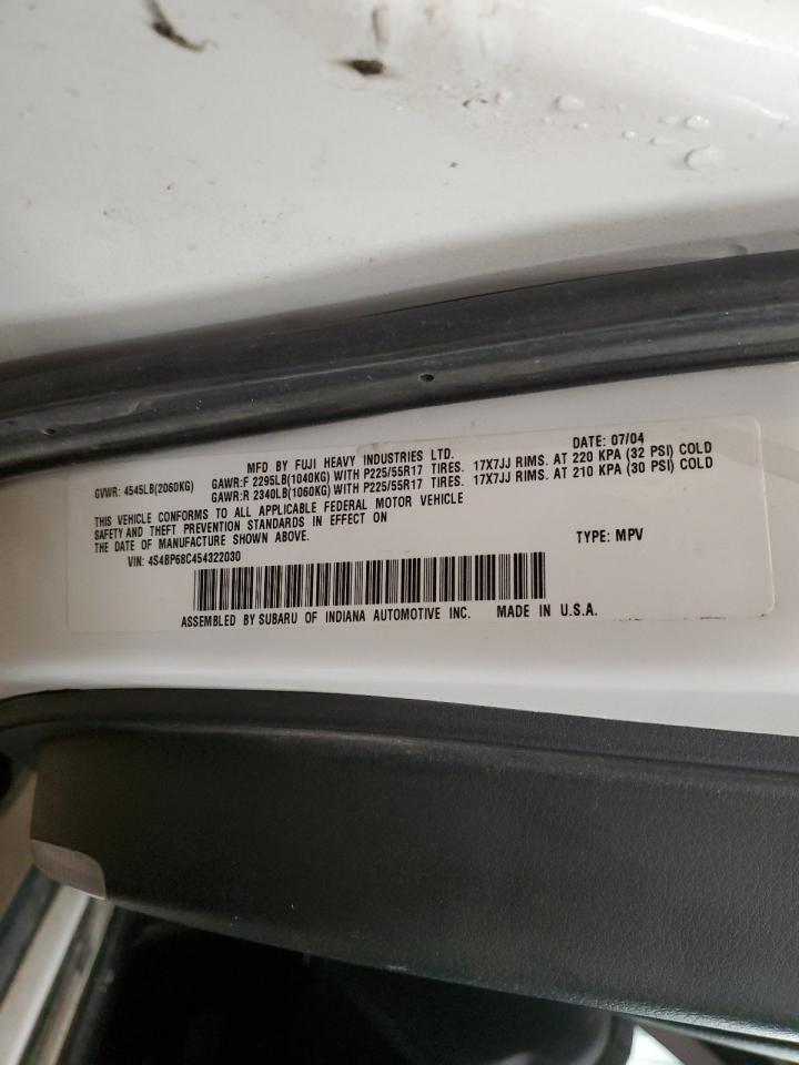 2005 Subaru Legacy Outback 2.5 Xt VIN: 4S4BP68C454322030 Lot: 93133155