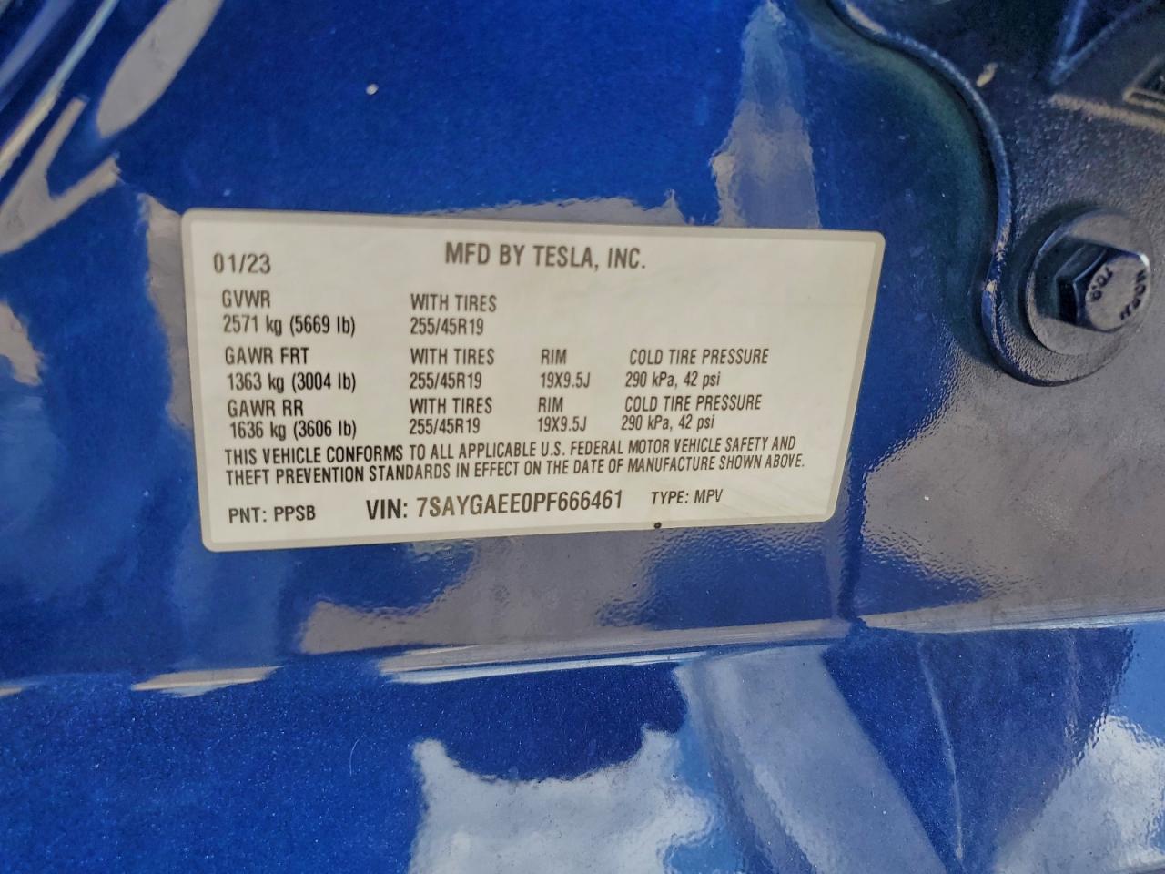 2023 Tesla Model Y VIN: 7SAYGAEE0PF666461 Lot: 94701725