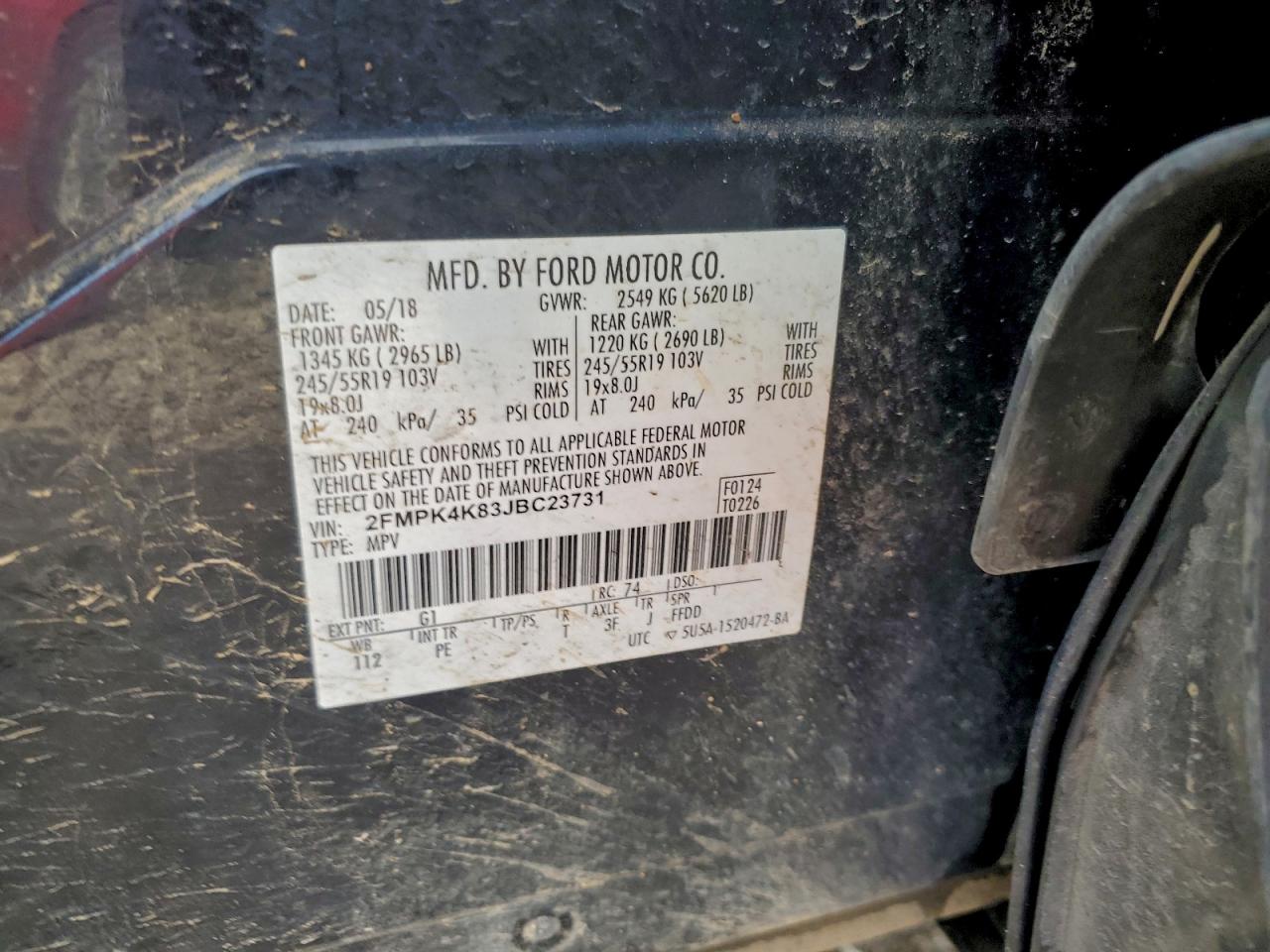 2018 Ford Edge Titanium VIN: 2FMPK4K83JBC23731 Lot: 94170825