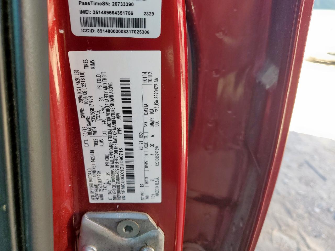 2013 Ford Escape Se VIN: 1FMCU0GX1DUD90718 Lot: 91967335