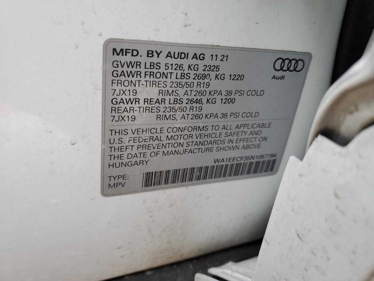 2022 Audi Q3 Premium Plus S Line 45 VIN: WA1EECF35N1057784 Lot: 92604965