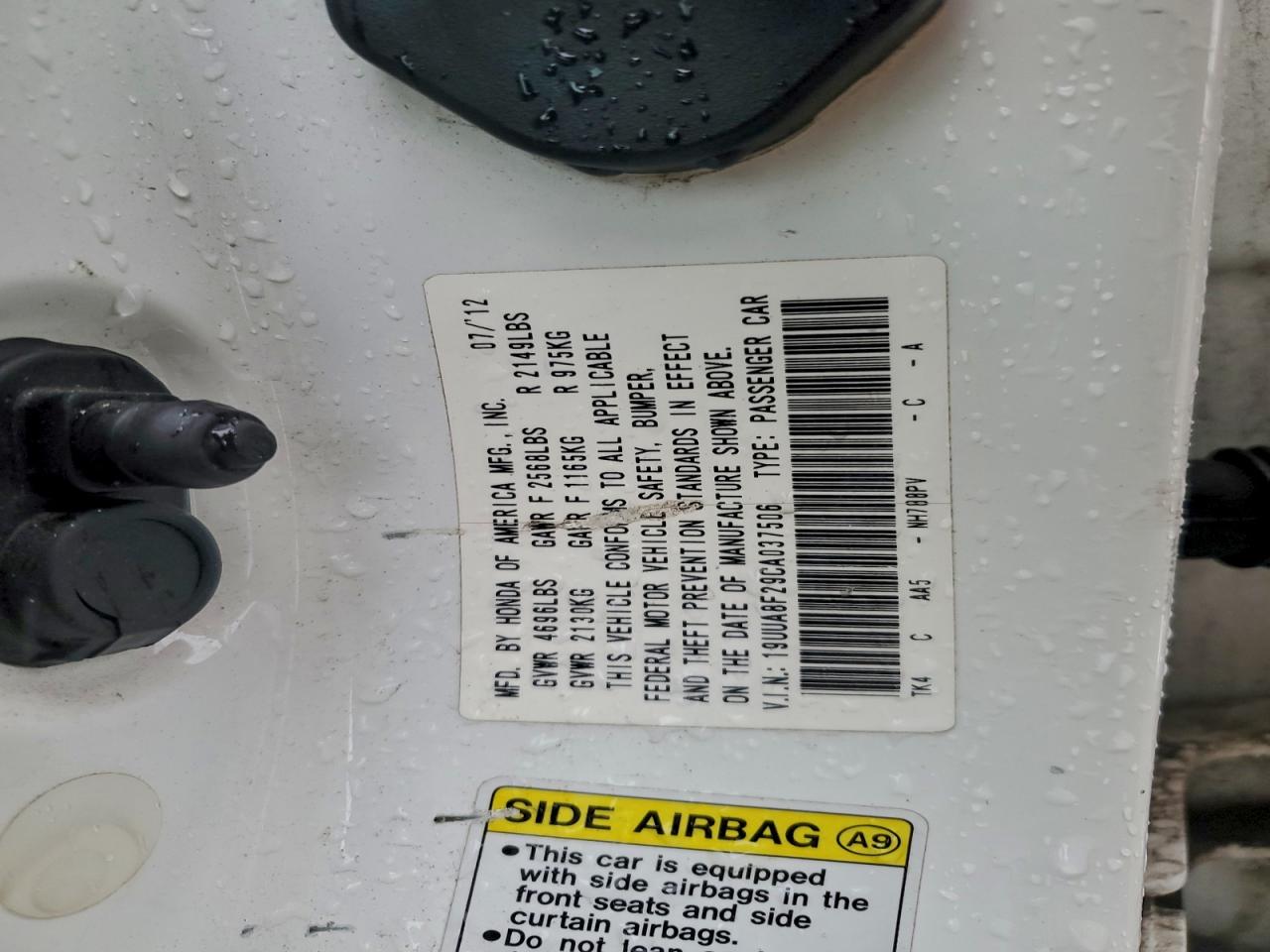 2012 Acura Tl VIN: 19UUA8F29CA037506 Lot: 94315575