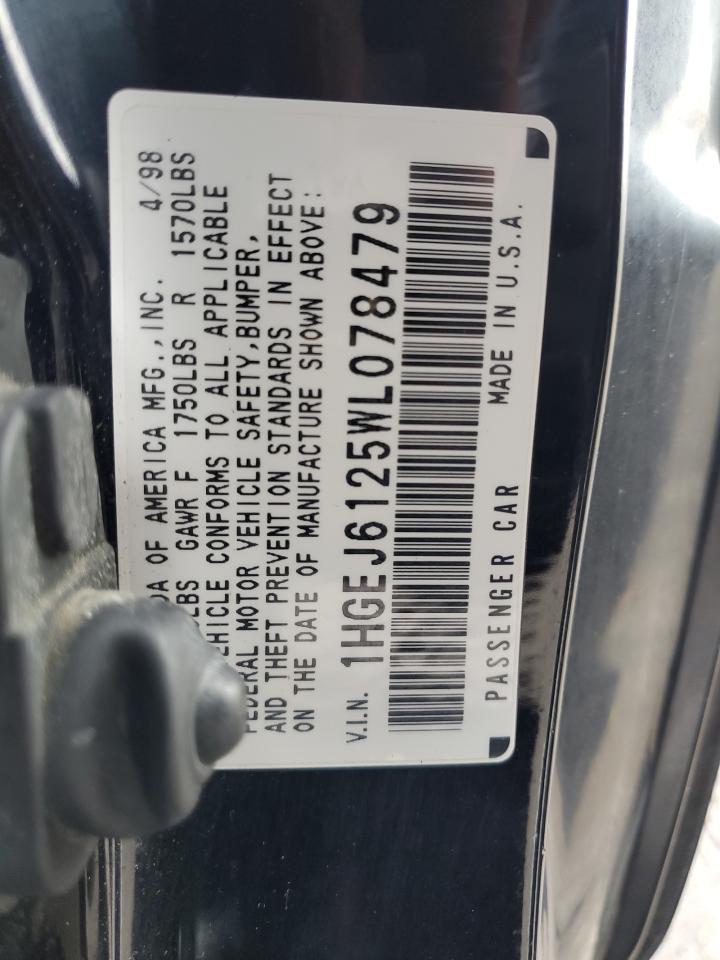 1998 Honda Civic Dx VIN: 1HGEJ6125WL078479 Lot: 92246555