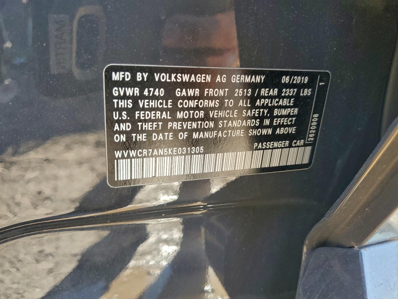 2019 Volkswagen Arteon Sel VIN: WVWCR7AN5KE031305 Lot: 94225825