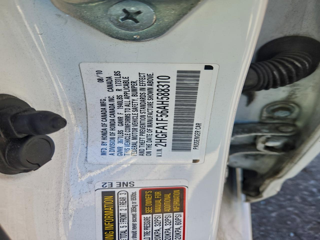 2010 Honda Civic Lx VIN: 2HGFA1F56AH588310 Lot: 94599095