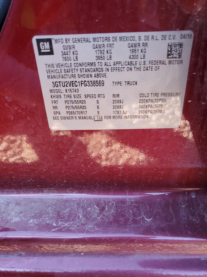2015 GMC Sierra K1500 Slt VIN: 3GTU2VEC1FG338569 Lot: 91822725