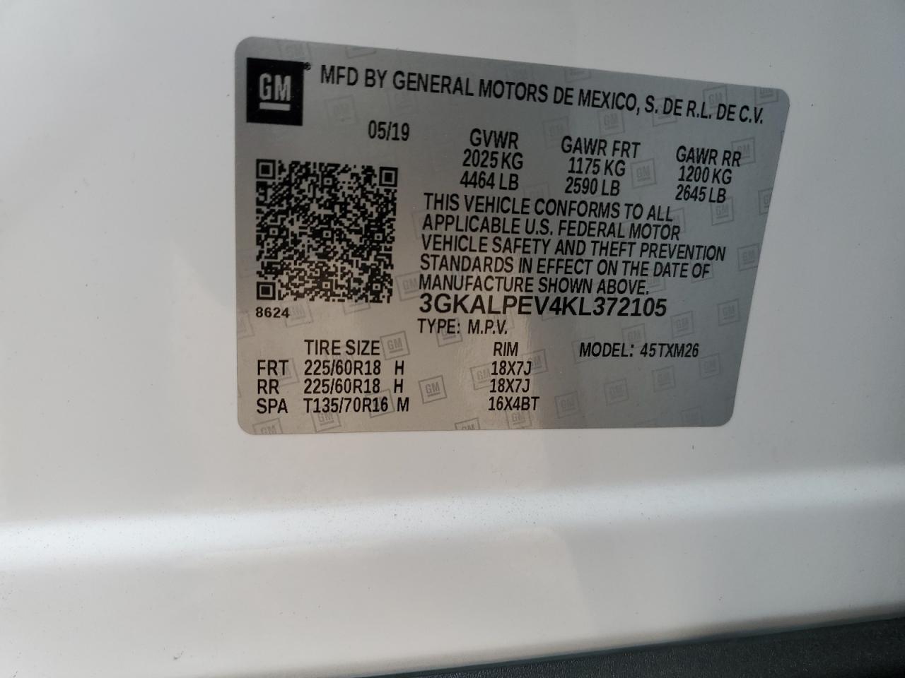 2019 GMC Terrain Slt VIN: 3GKALPEV4KL372105 Lot: 91720705