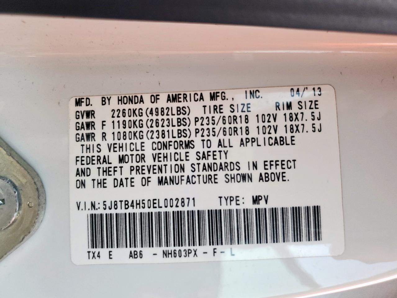 2014 Acura Rdx Technology VIN: 5J8TB4H50EL002871 Lot: 93140805