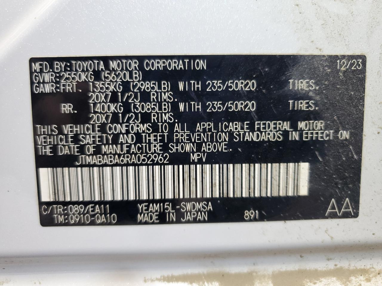 2024 Subaru Solterra Premium VIN: JTMABABA6RA052962 Lot: 92660725