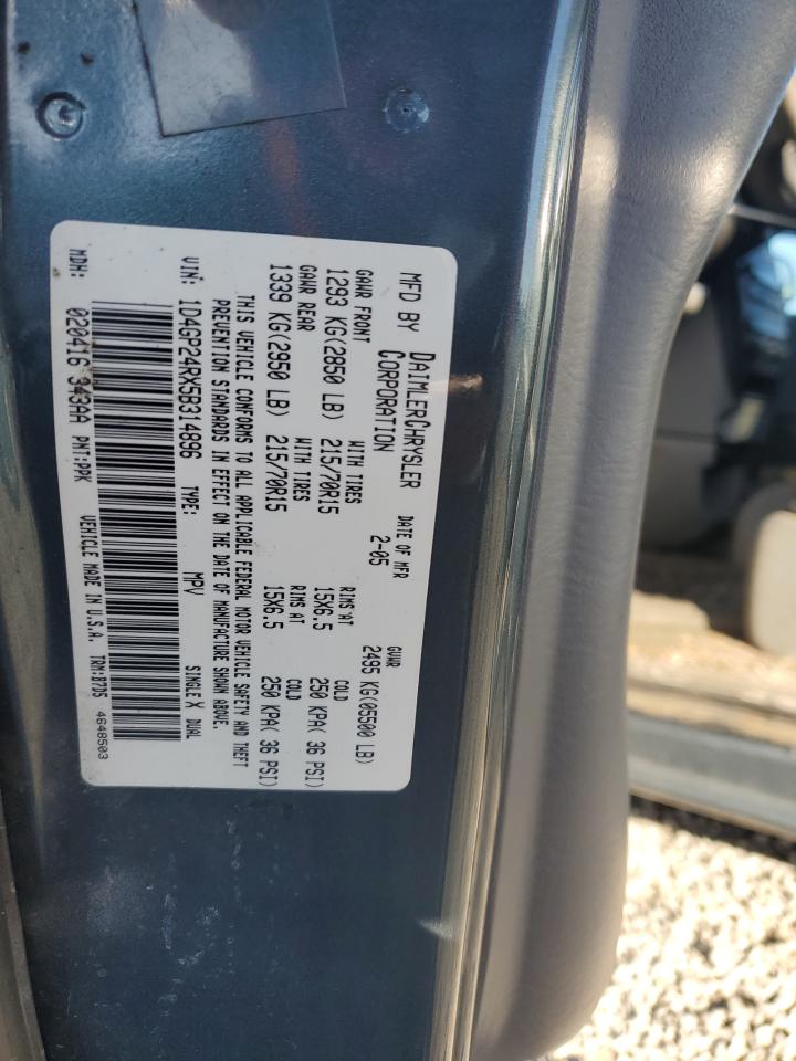 2005 Dodge Grand Caravan Se VIN: 1D4GP24RX5B314896 Lot: 92232755