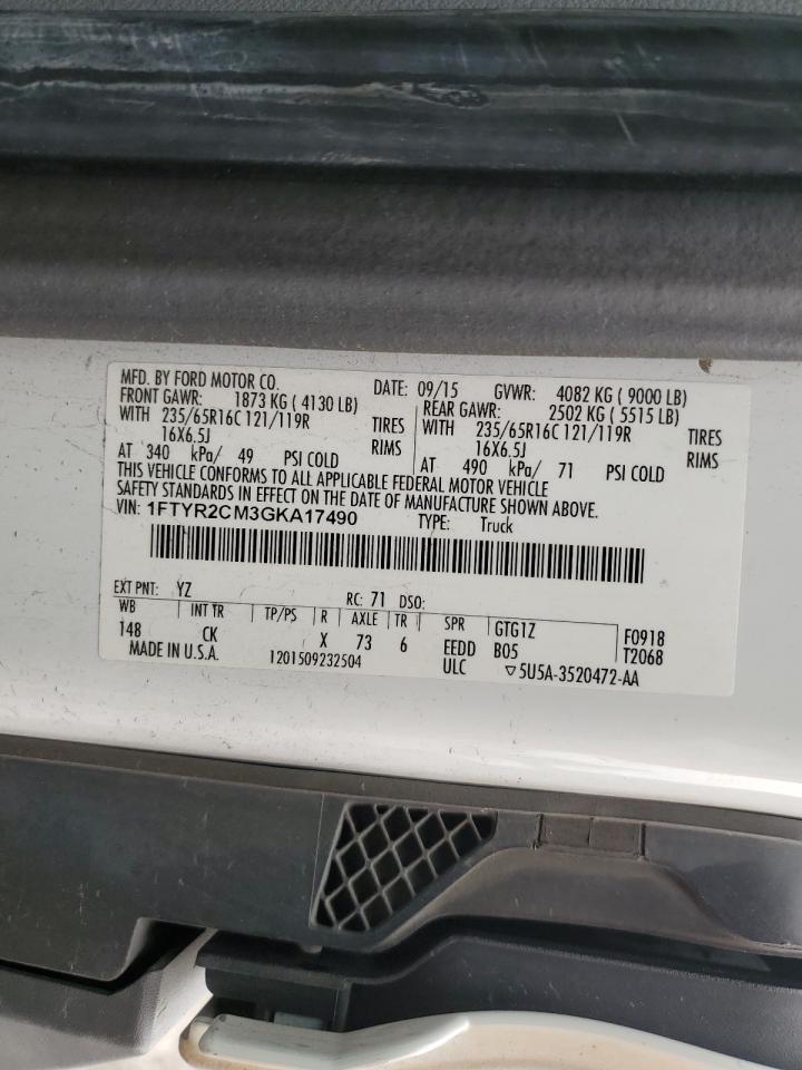 2016 Ford Transit Delivery Van VIN: 1FTYR2CM3GKA17490 Lot: 92469935