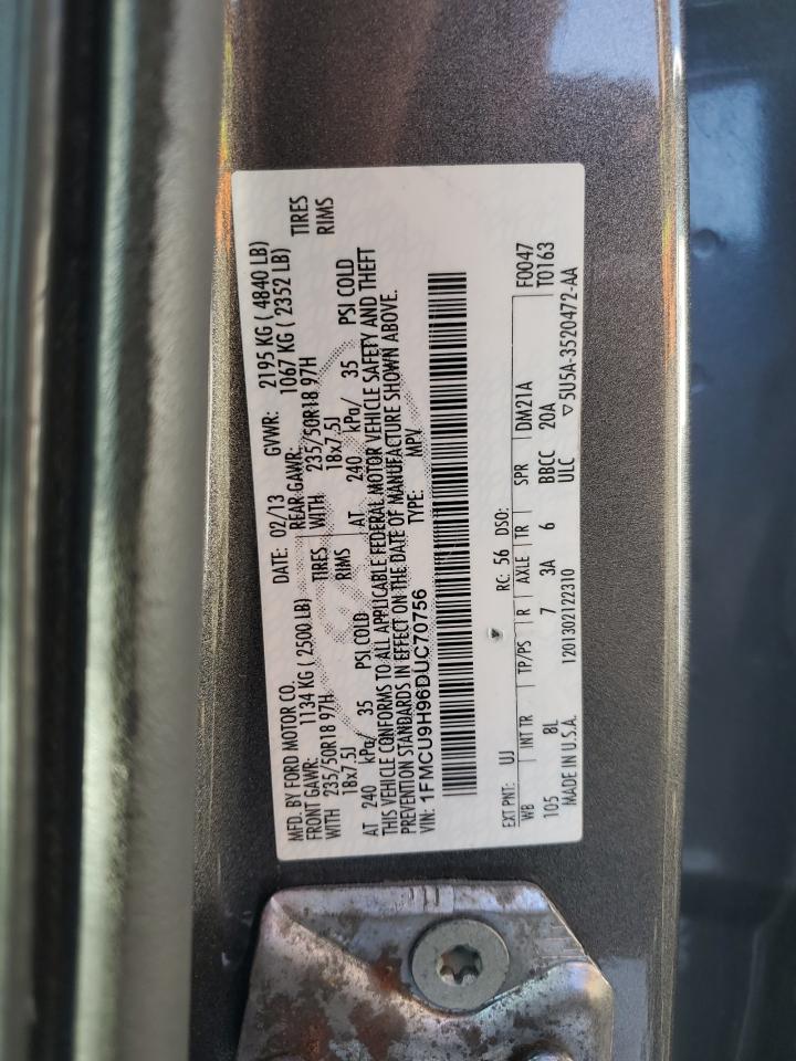 2013 Ford Escape Sel VIN: 1FMCU9H96DUC70756 Lot: 91283845