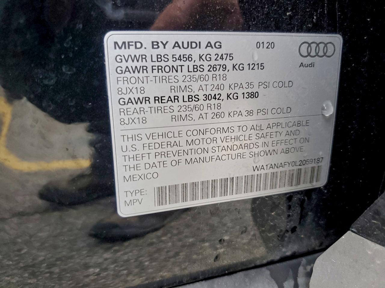 2020 Audi Q5 Premium VIN: WA1ANAFY0L2059187 Lot: 93495845