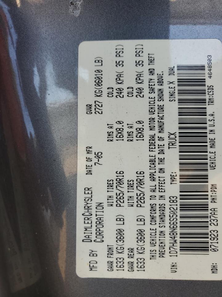 2006 Dodge Dakota Quad Slt VIN: 1D7HW48N66S502183 Lot: 91210705