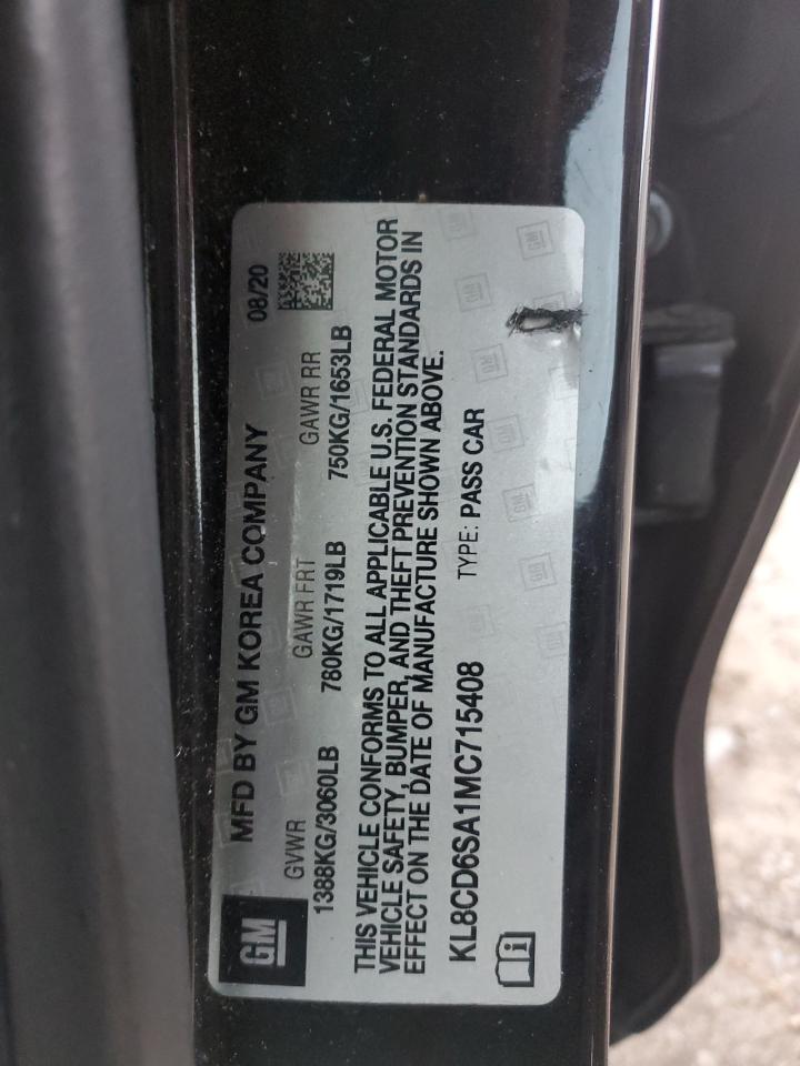 2021 Chevrolet Spark 1Lt VIN: KL8CD6SA1MC715408 Lot: 91765705