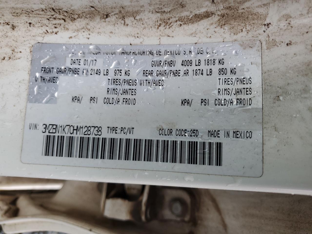 2017 Mazda 3 Sport VIN: 3MZBN1K70HM128738 Lot: 91979385