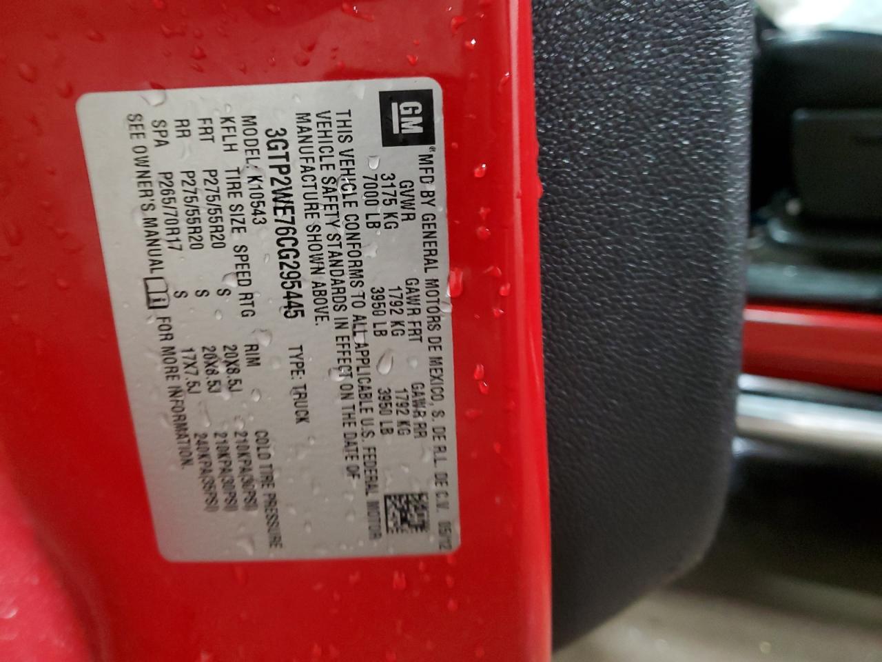 2012 GMC Sierra K1500 Slt VIN: 3GTP2WE76CG295445 Lot: 93018815