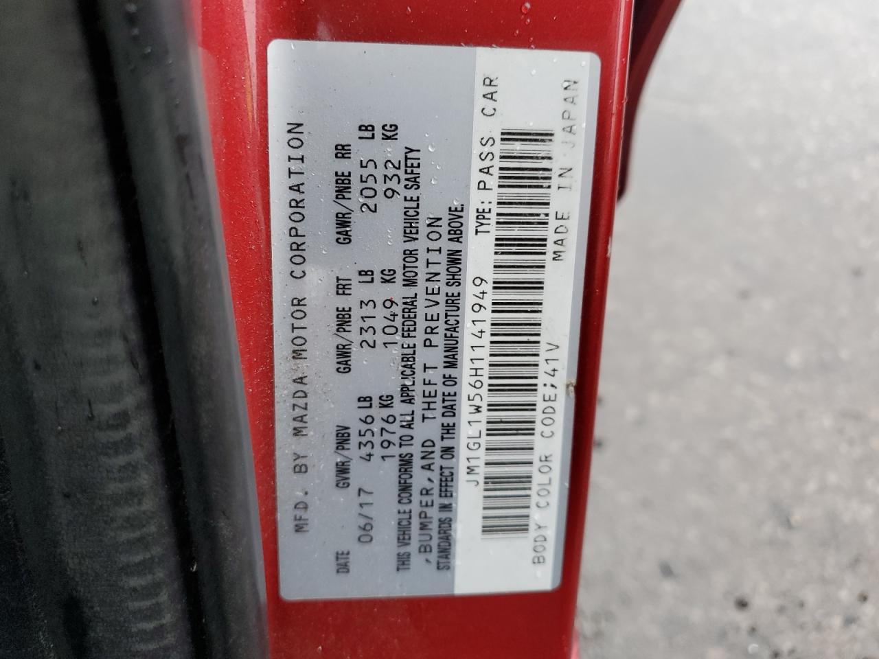 2017 Mazda 6 Grand Touring VIN: JM1GL1W56H1141949 Lot: 93303325