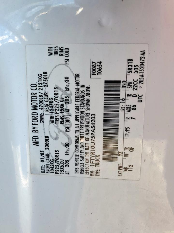 2005 Ford Ranger VIN: 1FTYR10U75PA54203 Lot: 93711915