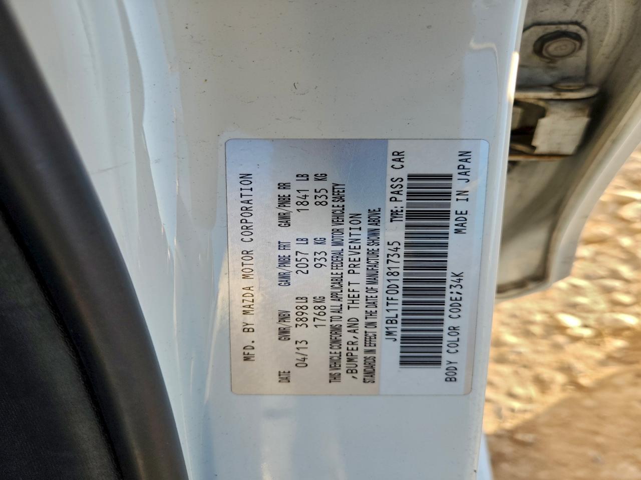 2013 Mazda 3 I VIN: JM1BL1TF0D1817345 Lot: 93557085